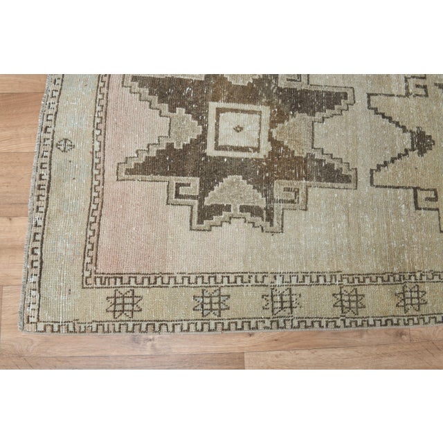 Textile 1970s Vintage Turkish Handmade Wool Cotton Beige Runner Rug For Sale - Image 7 of 11
