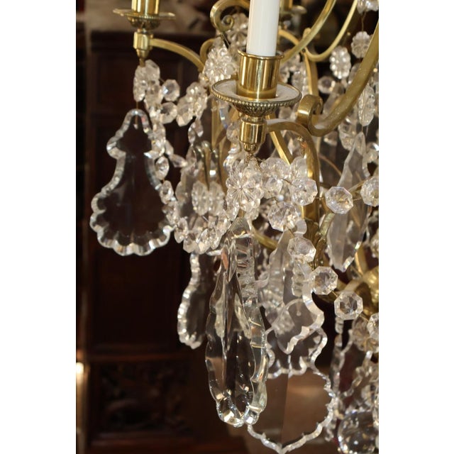 Late 19th Century French Louis XV Style Brass & Crystal 12 Light Cage Chandelier For Sale - Image 12 of 18
