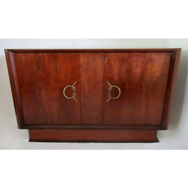 1930s C..1930's-1940's French Art Deco Credenza With Hand-Wrought Brass Curly-Q Handles For Sale - Image 5 of 12