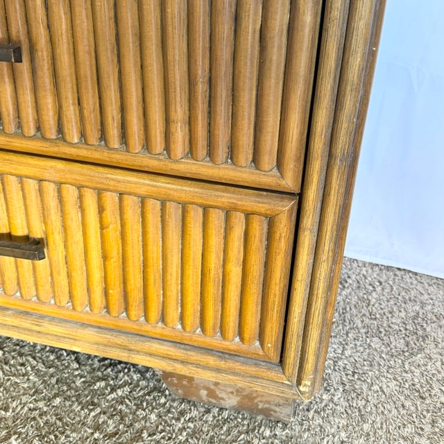 Coastal Boho Rattan Dresser With Glass Top For Sale - Image 11 of 12