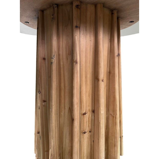 Wood Pine Skirt Round Dining Table For Sale - Image 7 of 7