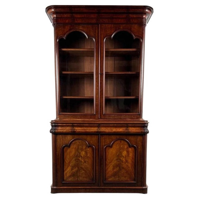Antique English Mahogany Bookcase, 1800s For Sale - Image 4 of 15