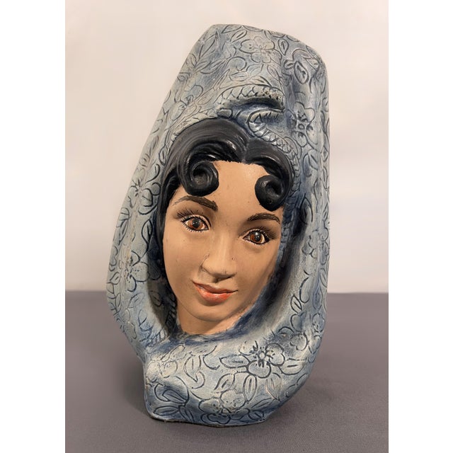 Mid 20th Century Pair Marwal by Brower Spanish Matador & Señorita Chalkware Bust Sculptures For Sale - Image 5 of 8