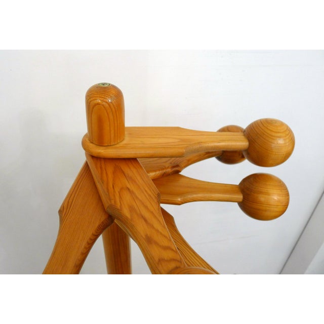 Brown Freestanding Coat Rack with Swivel Ball Hooks in Pine Wood by Rainer Daumiller, 1960s For Sale - Image 8 of 13