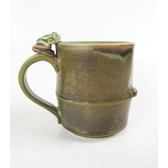 V Chin Blue Olive Green Porcelain Studio Pottery Mug Vorakit Chinookoswong For Sale In Seattle - Image 6 of 8