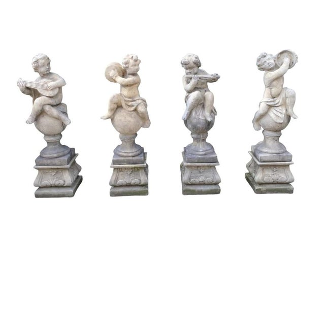 1950s Garden Stone Sculpture Cherubs, 1950s, Set of 4 For Sale - Image 5 of 12