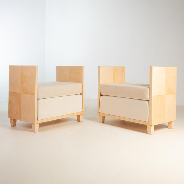 Paper Vintage Stools in Parchment, 1930s, Set of 2 For Sale - Image 7 of 7