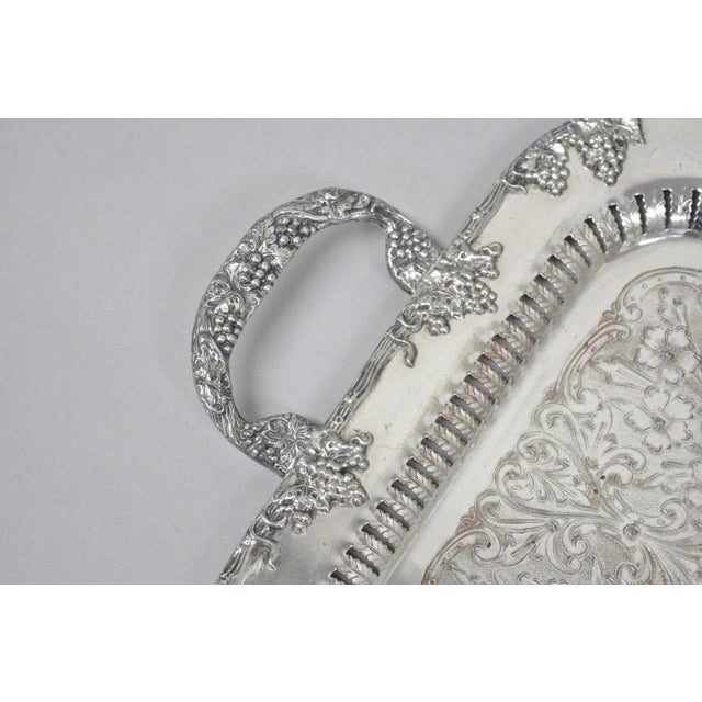 Vintage Victorian Silver Plated Grapevine Bar Serving Platter Tray by Excelsior For Sale - Image 13 of 16