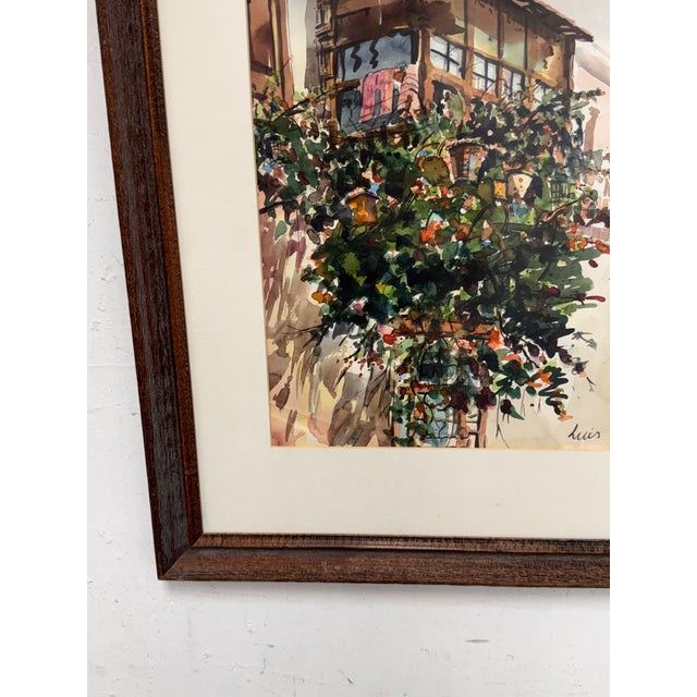 Paint Luis Balcony Limeno Framed Watercolor, Circa 1999 For Sale - Image 7 of 12