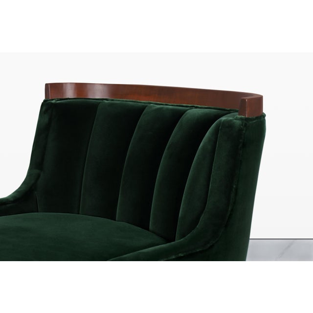Dark Green Mid-Century Modern Walnut Lounge Chairs Styled After Erwin Lambeth For Sale - Image 8 of 14