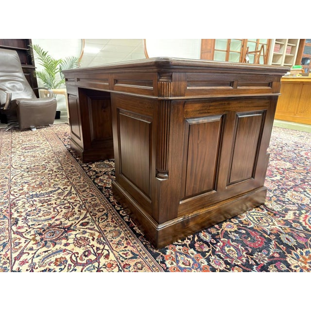 Brown English Chesterfield Desk with Brown Leather For Sale - Image 8 of 18