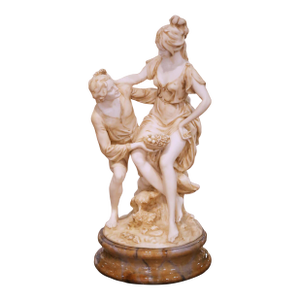 Mid-Century Italian Neoclassical Alabaster Figural Sculpture on Marble Base