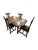 Description: Vintage English style dining set featuring beautifully turned barley twist legs, carved chair backs, and a...