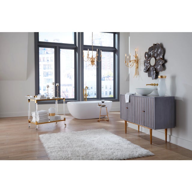 Transitional Boulevardier Bar Cart in Clear/Gold For Sale - Image 3 of 6