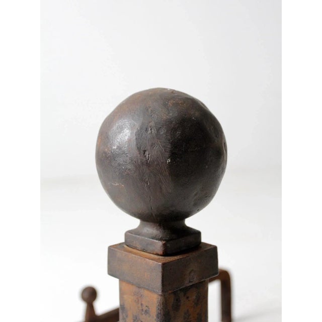 Antique Wrought Iron Andirons For Sale - Image 4 of 11