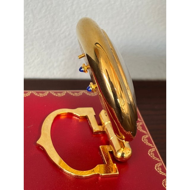 Cartier Colisee Art Deco 24k Gold-Plated Travel Desk Clock, 1990s For Sale In Palm Springs - Image 6 of 14