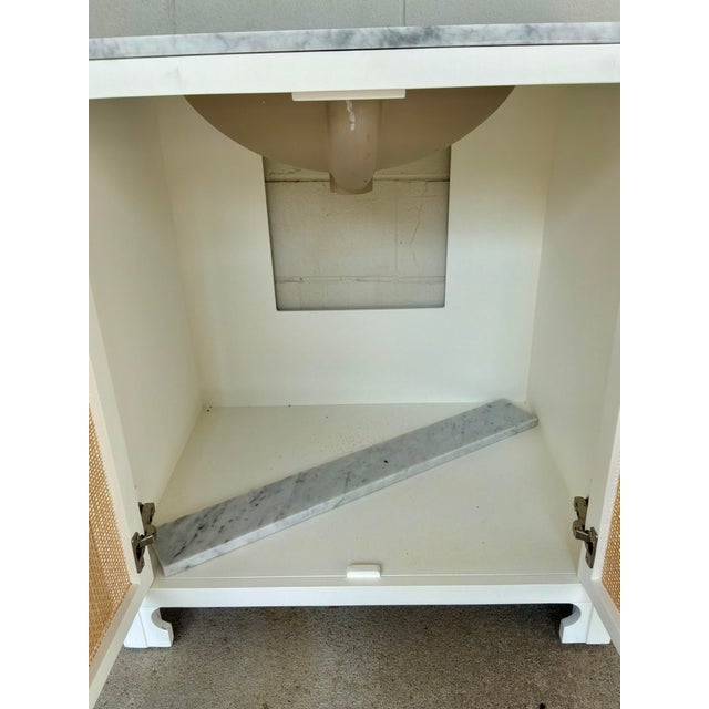 Wood Worlds Away Modern Can Ad White Marble Boyd Vanity For Sale - Image 7 of 7