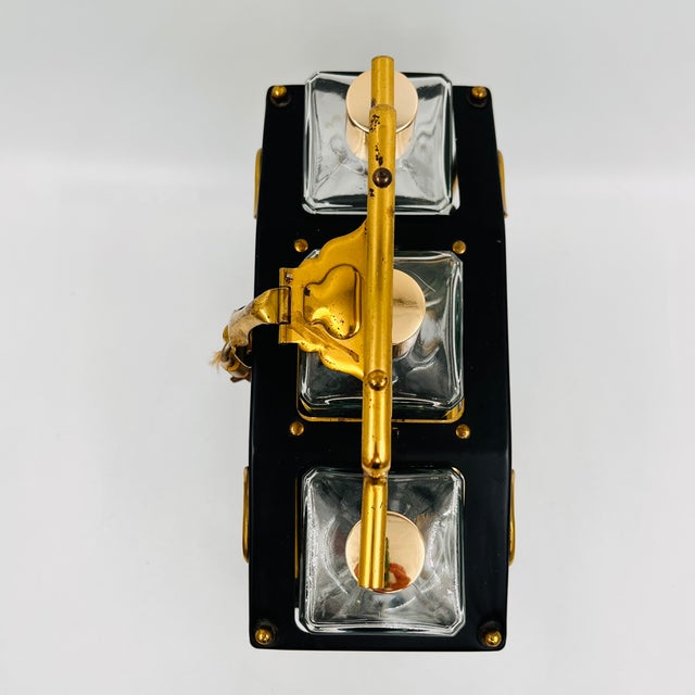 Mid 20th Century Mid-Century Modern Black and Gold Tantalus Decanter Set, Liquor Caddy, Portable Bar For Sale - Image 12 of 18
