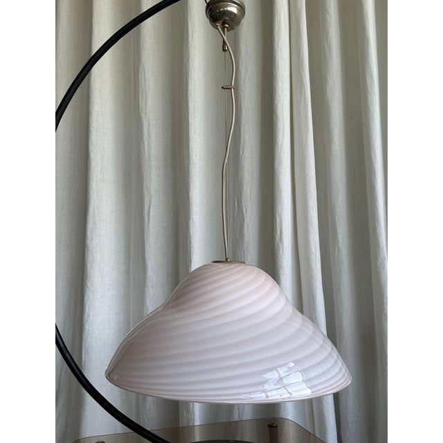 Baby Pink Swirl Murano Glass Pendant, 1970s For Sale - Image 4 of 18