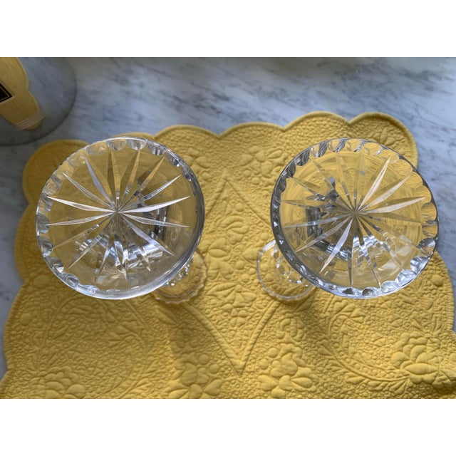 Transparent Antique Finely Cut Crystal Candlesticks a Pair For Sale - Image 8 of 11