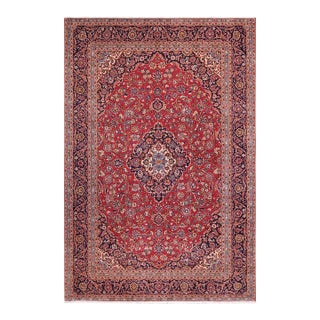 Shabby Chic Persian Red/Purple Wool Rug - 9'11'' X 13'0'' For Sale