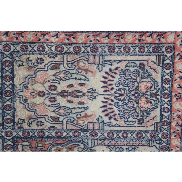 Indian Kashmir Silk Geometric Floral Garden Medallion Area Rug Mat 48" For Sale - Image 12 of 13