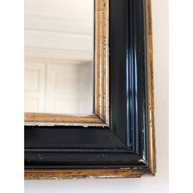 Wood Antique French Louis Philippe Full Length Mirror – Black and Gold, Late 19th Century For Sale - Image 7 of 10
