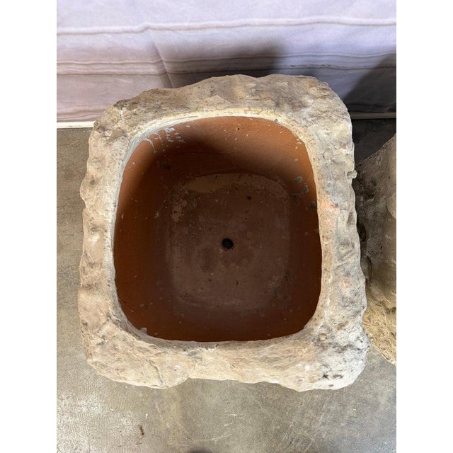 Pair of Terra Cotta Planters With Organic Sculptural Form For Sale - Image 10 of 10