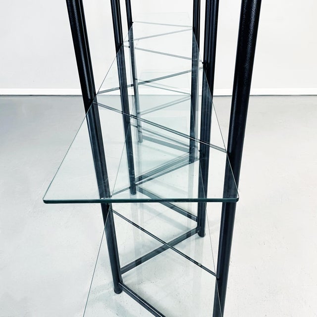 Modern Italian Black Metal and Tempered Glass Bookcase, 1990s For Sale - Image 11 of 18