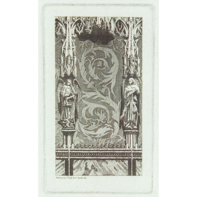 Rustic European 1938 "Detail of Choir Stalls, Saint Cecilia, Albi" Miniature Etching byJohn Taylor Arms For Sale - Image 3 of 7