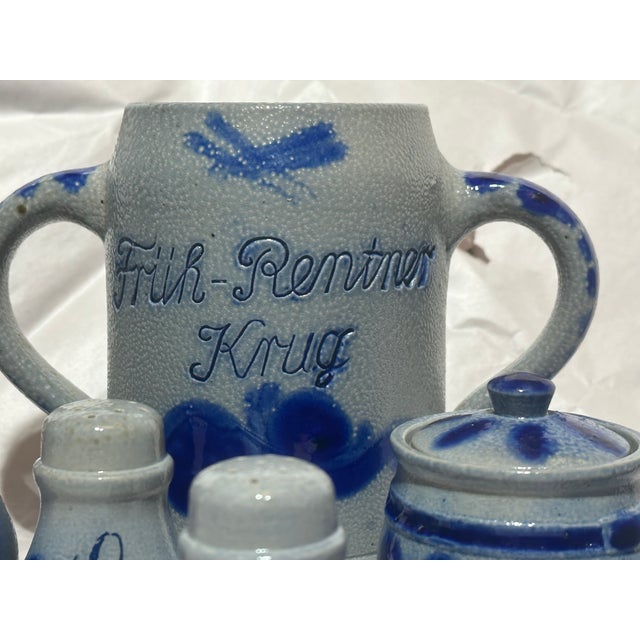 Amazing vintage Westerwald German salt-glaze cruet set. This vintage stoneware set is in pristine condition includes...
