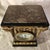 Traditional 1970s Neoclassical Empire Revival Rose Breccia Marble & Gilt Metal Mantel Clock For Sale - Image 3 of 17