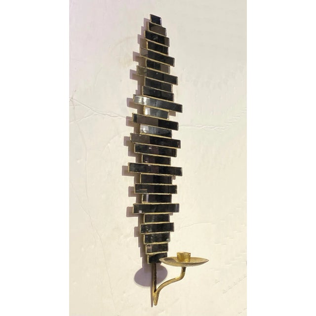 Mid-Century Modern Mirrored Glass Sconces - A Pair For Sale - Image 4 of 6