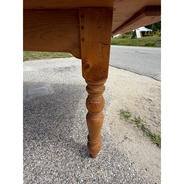 Custom Made Pine Harvest Table For Sale - Image 4 of 11