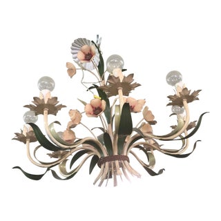 Italian Tole Ware Chandelier 8 Light For Sale