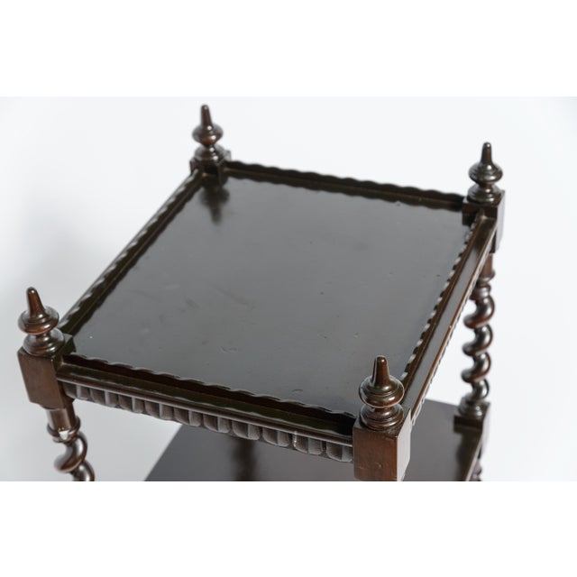 Victorian English Three Tier Ebonized Barley Twist What Not Etagere For Sale - Image 3 of 8