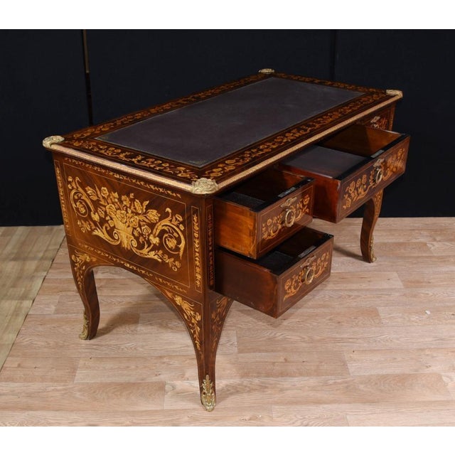 Louis XV French Desk Knee Hole Writing Table For Sale - Image 5 of 12