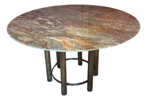 1970s Vintage Brass and Marble Dining Table