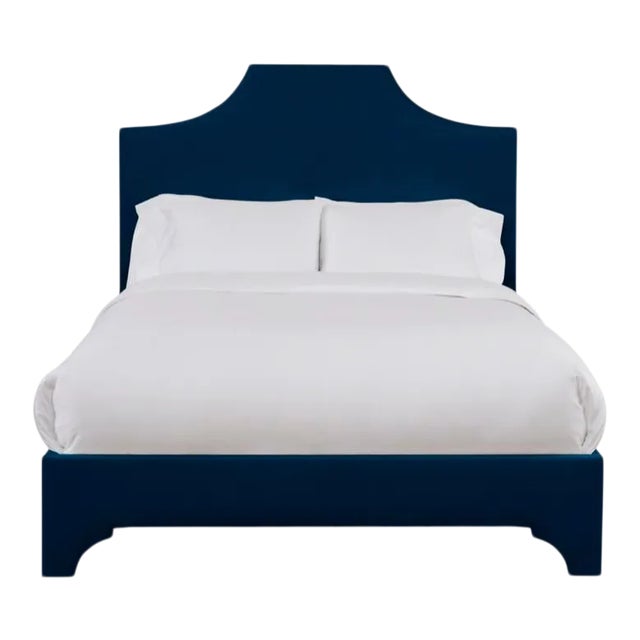 Kit Twin Bedframe, Navy Velvet For Sale