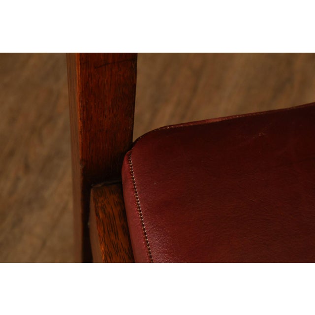 Antique L. & J. G. Stickley Set Of Four Oak Ladder Back Dining Chairs #800 For Sale - Image 10 of 18