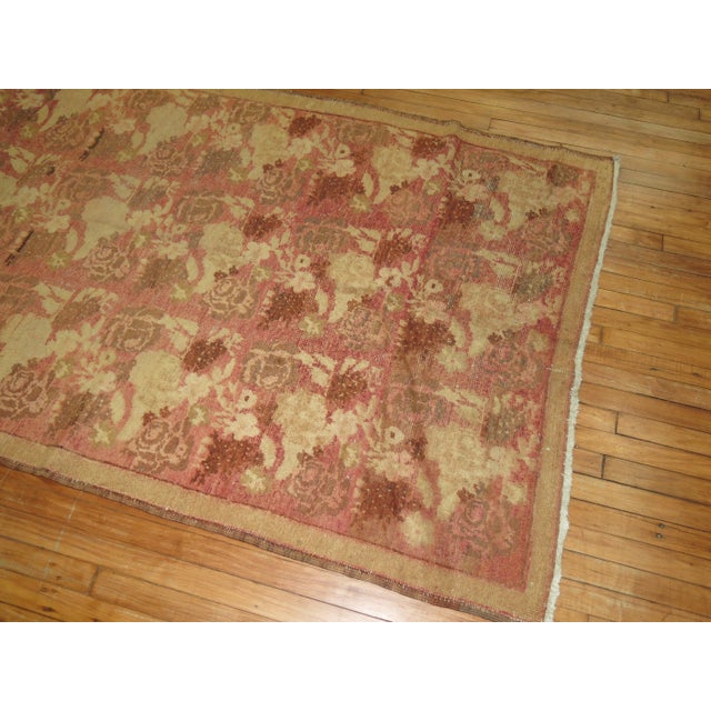 Vintage Zabihi Collection Pink Floral Karabagh Rug - 4'6" x 7'8" For Sale In New York - Image 6 of 7