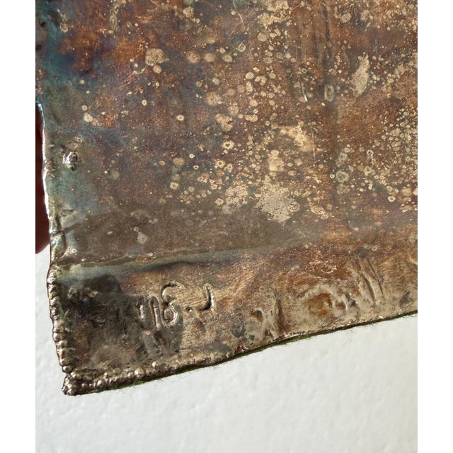 Unknown, Artist Designed Signed Judaica Israeli Menorah Candelabra Sculpture Silver Plate For Sale In Miami - Image 6 of 12