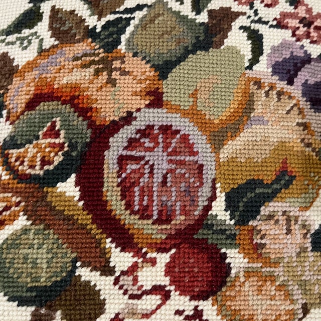 Hand-Done Needlepoint Fruit Pillows with Down/Feather Inserts- Set of 2 For Sale - Image 6 of 10