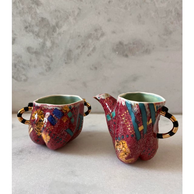 1990s Memphis Design Style Creamer and Sugar Bowl Set- 2 Pieces For Sale - Image 12 of 12