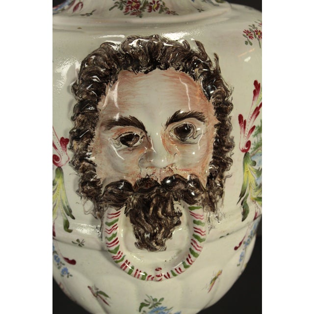 Ceramic 19th Century Hand Painted Faience Lidded Urn Veuve Perrin, France For Sale - Image 7 of 12