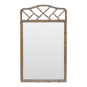 1970s Faux Bamboo Tortoise Finish Rectangle Wall Mirror