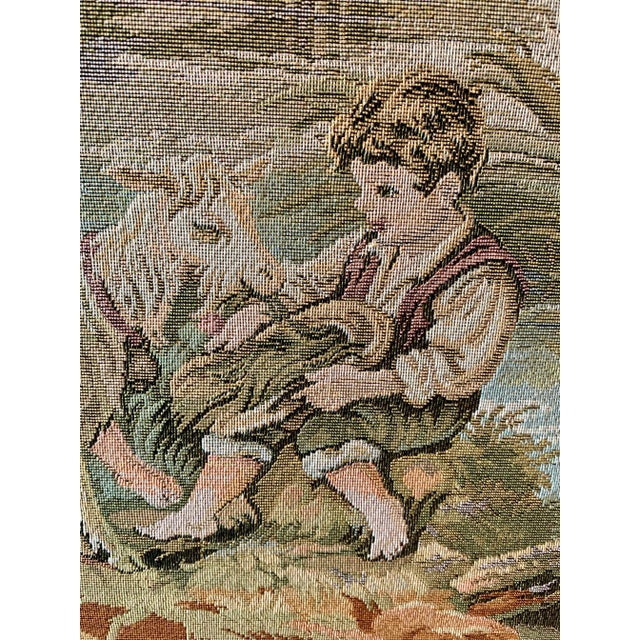 1920s “Children’s Theme” French Country Tapestry - Framed For Sale - Image 5 of 9