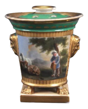Early 19th Century French Empire Old Paris Porcelain Pot Pourri Urn Vase and Cover 1810