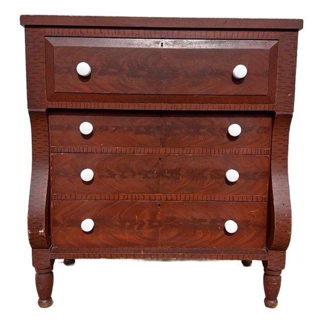 Antique Pennsylvania Grain-Painted Empire Chest of Drawers, Circa 1850s For Sale
