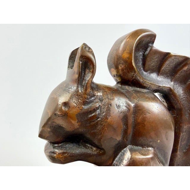 Brown Art Deco Bronze Squirrel Bookends atributted to Max Le Verrier, 1930s, Set of 2 For Sale - Image 8 of 13